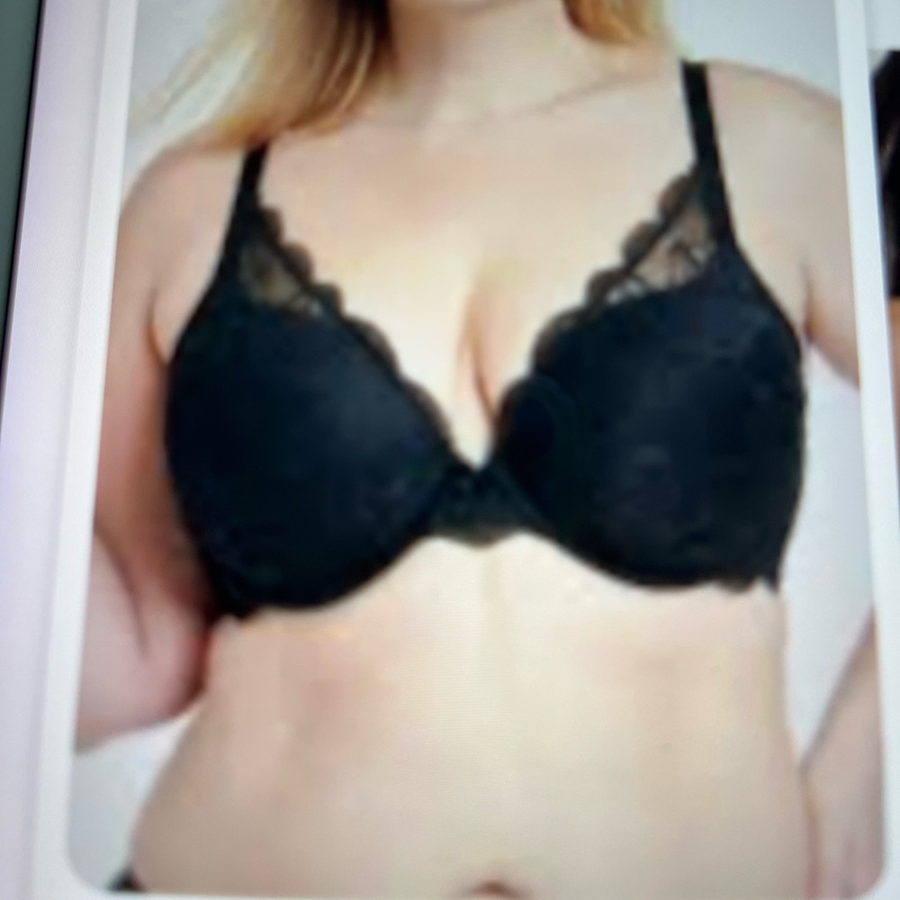 Auden Plunge Coverage Push-Up Black Lace Bra - 34C